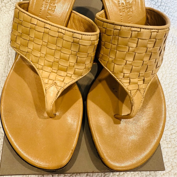 Cole Haan Woven Leather Tan Sandal Heels - Picture 6 of 8
